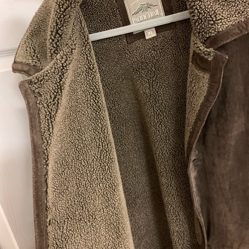 Mens suede leather coat brown hardly worn